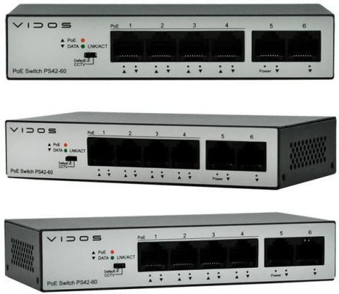 Switch PoE 4 portowy VIDOS ONE PS 42/60 Switch PoE 4 portowy VIDOS ONE PS 42/60