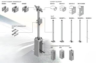 Słup ATS SKAM1/3 pod montaż kamer CCTV