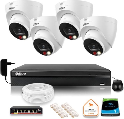 ZESTAW 4 Kamer IP Dahua 8mpx IPC-HDW1839T-A-IL-0280B-S6 + DYSK 1TB ZESTAW 4 Kamer IP Dahua 8mpx IPC-HDW1839T-A-IL-0280B-S6 + DYSK 1TB
