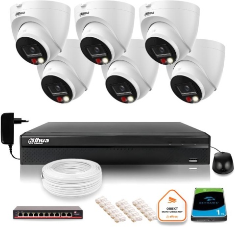 ZESTAW 6 Kamer IP Dahua 8mpx IPC-HDW1839T-A-IL-0280B-S6 + DYSK 1TB ZESTAW 6 Kamer IP Dahua 8mpx IPC-HDW1839T-A-IL-0280B-S6 + DYSK 1TB