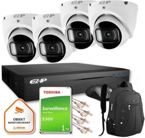 Zestaw monitoringu 4 kamer kopułkowych IP EZ-IP by Dahua niezawodna ochrona 2K Zestaw monitoringu 4 kamer kopułkowych IP EZ-IP by Dahua niezawodna ochrona 2K