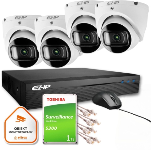 Zestaw monitoringu 4 kamer kopułkowych IP EZ-IP by Dahua niezawodna ochrona 2K Zestaw monitoringu 4 kamer kopułkowych IP EZ-IP by Dahua niezawodna ochrona 2K