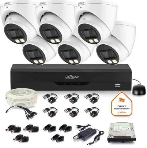 Zestaw monitoringu Dahua 6x kamera kopułkowa HAC-HDW1500T-IL-A-0280B-S2 1TB IR 40m 51mp Zestaw monitoringu Dahua 6x kamera kopułkowa HAC-HDW1500T-IL-A-0280B-S2 1TB IR 40m 51mp