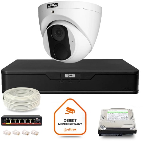 Zestaw monitoringu IP BCS Point 1x Kamera BCS-P-EIP14FSR3 Rejestrator z dyskiem 1TB Zestaw monitoringu IP BCS Point 1x Kamera BCS-P-EIP14FSR3 Rejestrator z dyskiem 1TB