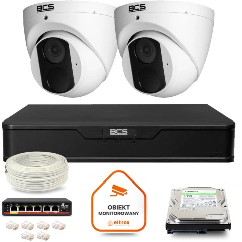 Zestaw monitoringu IP BCS Point 2x Kamera BCS-P-EIP14FSR3 Rejestrator z dyskiem 1TB Zestaw monitoringu IP BCS Point 2x Kamera BCS-P-EIP14FSR3 Rejestrator z dyskiem 1TB