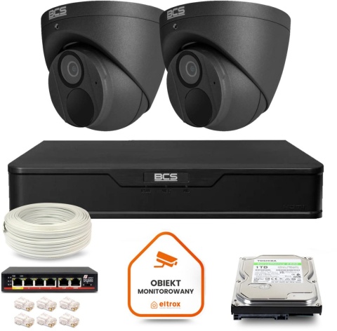 Zestaw monitoringu IP BCS Point 2x Kamera BCS-P-EIP28FWR3-Ai2-G Rejestrator z dyskiem 1TB Zestaw monitoringu IP BCS Point 2x Kamera BCS-P-EIP28FWR3-Ai2-G Rejestrator z dyskiem 1TB