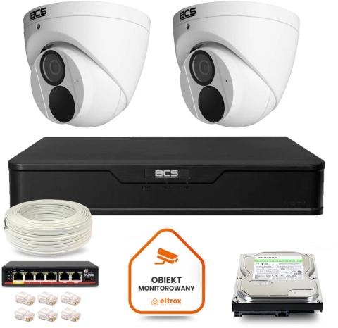 Zestaw monitoringu IP BCS Point 2x Kamera BCS-P-EIP28FWR3-Ai2 Rejestrator z dyskiem 1TB Zestaw monitoringu IP BCS Point 2x Kamera BCS-P-EIP28FWR3-Ai2 Rejestrator z dyskiem 1TB