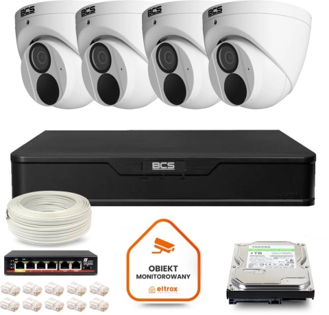 Zestaw monitoringu IP BCS Point 4x Kamera BCS-P-EIP28FWR3-Ai2 Rejestrator z dyskiem 1TB Zestaw monitoringu IP BCS Point 4x Kamera BCS-P-EIP28FWR3-Ai2 Rejestrator z dyskiem 1TB