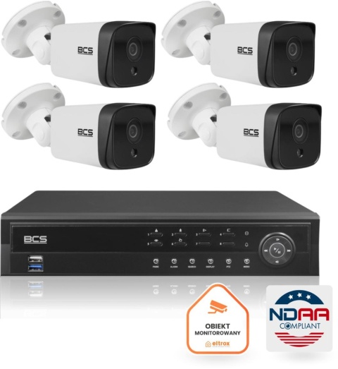 Zestaw monitoringu IP BCS Ultra 4 Kamery IP BCS-U-TIP38FSR3 Rejestartror 6TB zgodny z NDAA Zestaw monitoringu IP BCS Ultra 4 Kamery IP BCS-U-TIP38FSR3 Rejestartror 6TB zgodny z NDAA