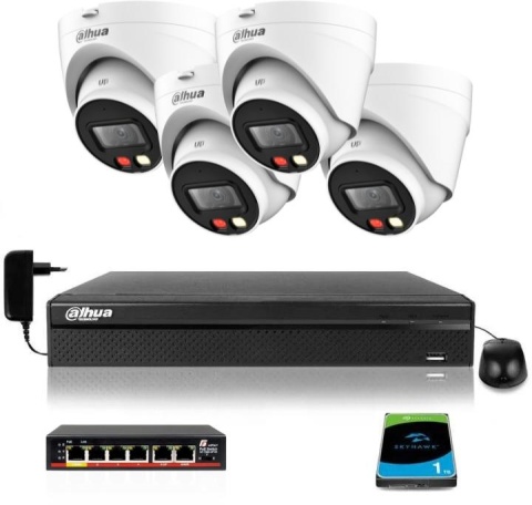 Zestaw monitoringu IP DAHUA 4 kamery IPC-HDW1439V-A-IL 4Mpx Zestaw monitoringu IP DAHUA 4 kamery IPC-HDW1439V-A-IL 4Mpx