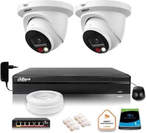 Zestaw monitoringu IP Dahua 8mpx 4K 2 kamery IPC-HDW2849TM-S-IL z dyskiem 1TB Zestaw monitoringu IP Dahua 8mpx 4K 2 kamery IPC-HDW2849TM-S-IL z dyskiem 1TB