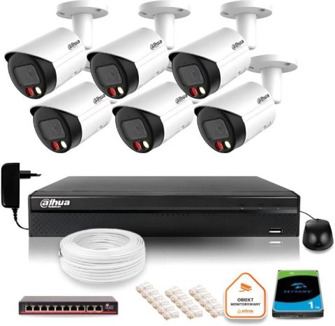 Zestaw monitoringu IP Dahua 8mpx 4K 6 kamer IPC-HFW2849S-S-IL z dyskiem 1TB Zestaw monitoringu IP Dahua 8mpx 4K 6 kamer IPC-HFW2849S-S-IL z dyskiem 1TB