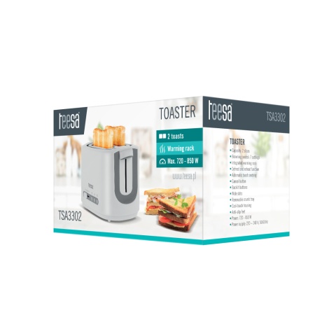 Toster Teesa 850W 2 tosty 7 ustawień tacka ruszt