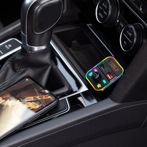 Transmiter FM Bluetooth 5.3 2xUSB SD ładowarka QC Peiying