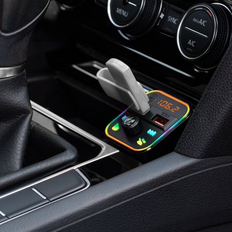 Transmiter FM Bluetooth 5.3 2xUSB SD ładowarka QC Peiying