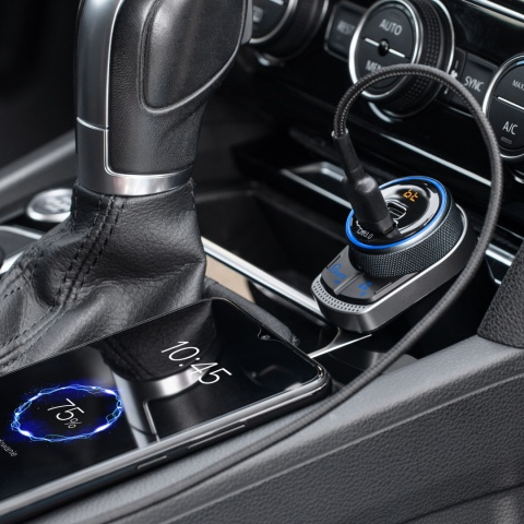 Transmiter FM Bluetooth USB-C AUX ładowarka PD QC
