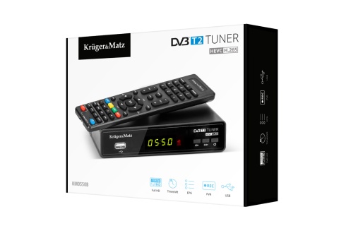 Tuner DVB-T2 KrugerMatz H.265 HEVC dekoder KM0550B Tuner DVB-T2 KrugerMatz H.265 HEVC dekoder KM0550B