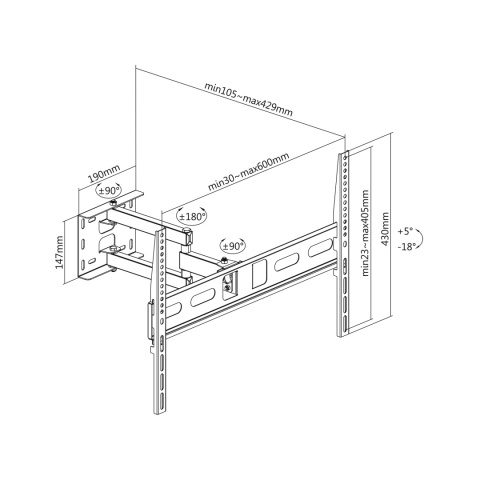 Uchwyt Cabletech do telewizora 37"-70"