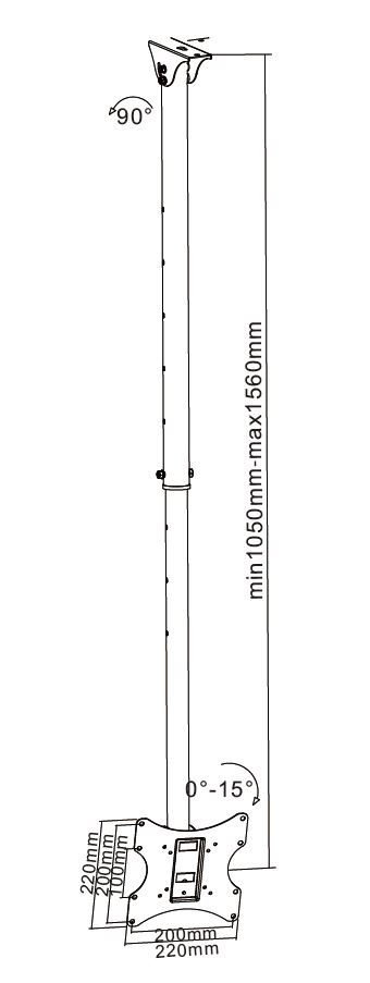 Uchwyt LCD sufitowy czarny do LCD 23" - 42" max 50 kg 360° Cabletech Uchwyt LCD sufitowy czarny do LCD 23" - 42" max 50 kg 360° Cabletech