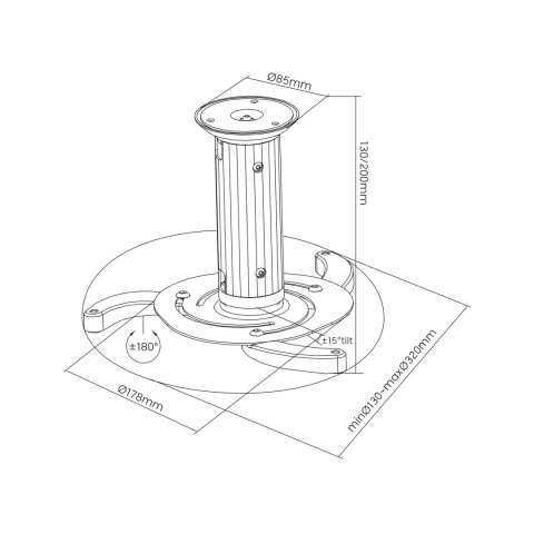 Uchwyt do projektora sufitowy Cabletech 10 kg 360