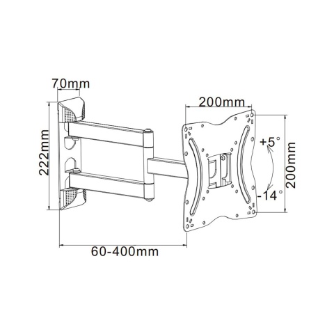 Uchwyt do telewizora TV Cabletech 13"-42" regulacja pion/poziom 30kg Uchwyt do telewizora TV Cabletech 13"-42" regulacja pion/poziom 30kg