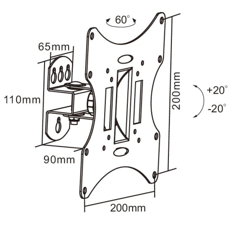 Uchwyt do telwizora TV Cabletech 23"-42" 30 kg +- 20°