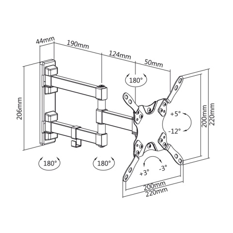 Uchwyt ścienny do telewizora 13"-42" Cabletech 20 kg zarządzanie kablami Uchwyt ścienny do telewizora 13"-42" Cabletech 20 kg zarządzanie kablami