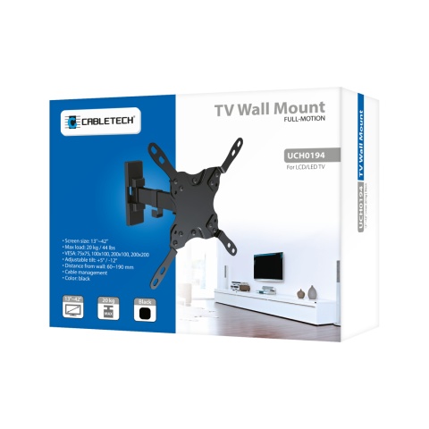 Uchwyt ścienny do telewizora 13"-42" Cabletech 20 kg zarządzanie kablami Uchwyt ścienny do telewizora 13"-42" Cabletech 20 kg zarządzanie kablami