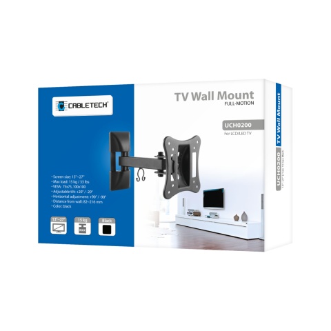 Uchwyt ścienny do telewizorów 13-27" Cabletech 15 kg zarządzanie kablami