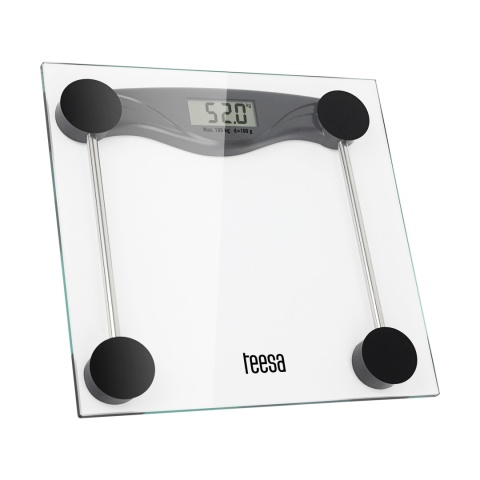 Waga łazienkowa Teesa LCD szklana dokładności do 0,1 kg max 180 kg