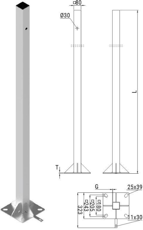 Słup ATS SKAMP1/5 pod montaż kamer CCTV
