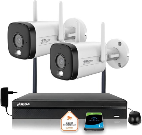 Zestaw monitoringu IP Dahua 2 Kamery WI-FI 3MPxsmart podwójne oświetlenie LED IR do 30m Zestaw monitoringu IP Dahua 2 Kamery WI-FI 3MPxsmart podwójne oświetlenie LED IR do 30m