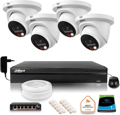 Zestaw monitoringu IP Dahua 8mpx 4K 4 kamery IPC-HDW2849TM-S-IL z dyskiem 1TB Zestaw monitoringu IP Dahua 8mpx 4K 4 kamery IPC-HDW2849TM-S-IL z dyskiem 1TB