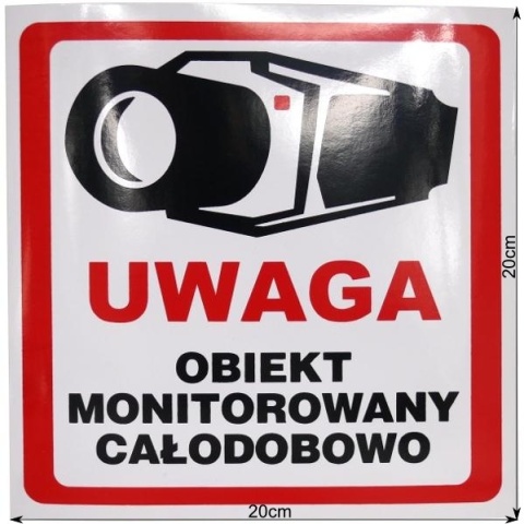 NAKLEJKA OBIEKT MONITOROWANY 20x20 6039 NAKLEJKA OBIEKT MONITOROWANY 20x20 6039