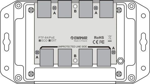4-kanałowy moduł ogranicznika przepięć sieci LAN Gigabit Ethernet EWIMAR PTF-64-EXT/PoE 4-kanałowy moduł ogranicznika przepięć sieci LAN Gigabit Ethernet EWIMAR PTF-64-EXT/PoE