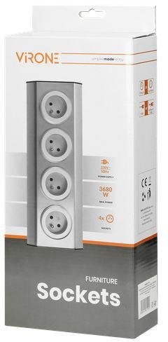 Gniazdo meblowe ORNO FS-1 4x2P+Z INOX Gniazdo meblowe ORNO FS-1 4x2P+Z INOX