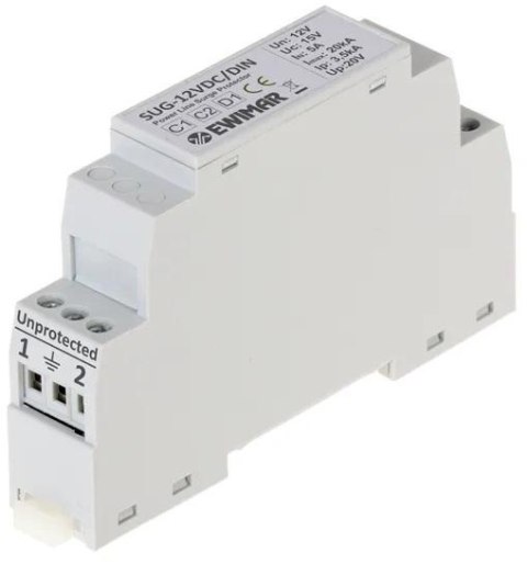 Ogranicznik przepięć 12V DC na szynę DIN EWIMAR SUG-12VDC/DIN Ogranicznik przepięć 12V DC na szynę DIN EWIMAR SUG-12VDC/DIN