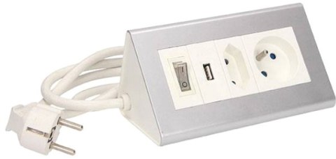 Przedłużacz biurkowy z wyłącznikiem ORNO OR-AE-1328 2x250V AC i USB Przedłużacz biurkowy z wyłącznikiem ORNO OR-AE-1328 2x250V AC i USB