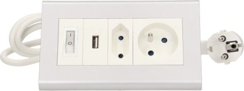 Przedłużacz biurkowy z wyłącznikiem ORNO OR-AE-1328 2x250V AC i USB Przedłużacz biurkowy z wyłącznikiem ORNO OR-AE-1328 2x250V AC i USB