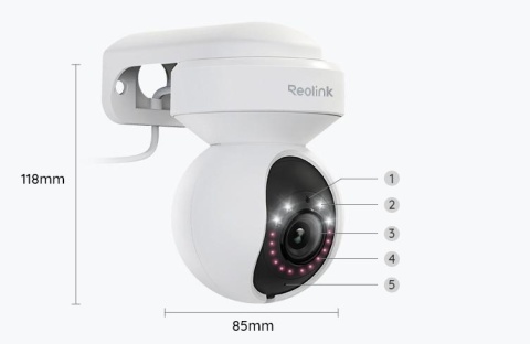 Kamera IP Reolink E Series E540 PTZ 5MP Wi-Fi LED biała