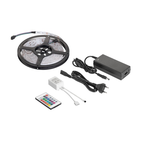 Taśma LED 5m RGB 12V 28W kolorowa wodoodporna sznur diodowy pilot zestaw Taśma LED 5m RGB 12V 28W kolorowa wodoodporna sznur diodowy pilot zestaw