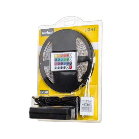 Taśma LED 5m RGB 12V 28W kolorowa wodoodporna sznur diodowy pilot zestaw Taśma LED 5m RGB 12V 28W kolorowa wodoodporna sznur diodowy pilot zestaw