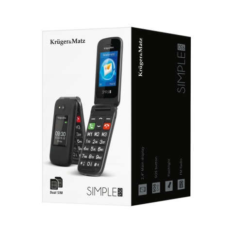 Telefon dla seniora Kruger&Matz z klapką SOS