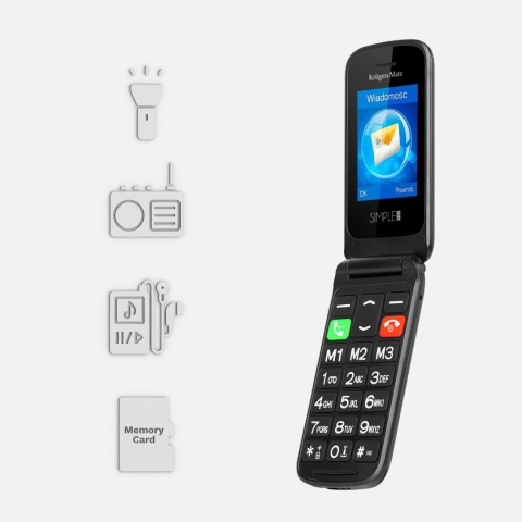 Telefon dla seniora Kruger&Matz z klapką SOS