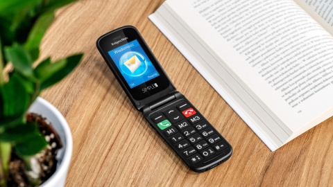 Telefon dla seniora Kruger&Matz z klapką SOS