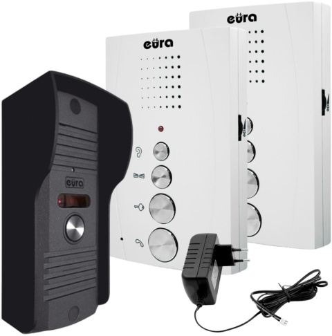 DOMOFON ''EURA'' ADP-51A3 ''DIFESA'' - 1-rodzinny, 2 unifony, interkom, biały DOMOFON ''EURA'' ADP-51A3 ''DIFESA'' - 1-rodzinny, 2 unifony, interkom, biały