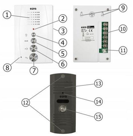 DOMOFON ''EURA'' ADP-51A3 ''DIFESA'' - 1-rodzinny, 2 unifony, interkom, biały DOMOFON ''EURA'' ADP-51A3 ''DIFESA'' - 1-rodzinny, 2 unifony, interkom, biały