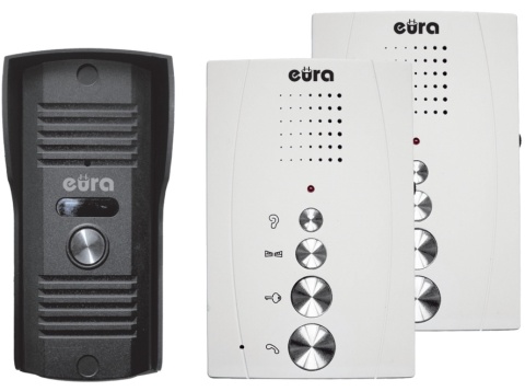 DOMOFON ''EURA'' ADP-51A3 ''DIFESA'' - 1-rodzinny, 2 unifony, interkom, biały DOMOFON ''EURA'' ADP-51A3 ''DIFESA'' - 1-rodzinny, 2 unifony, interkom, biały