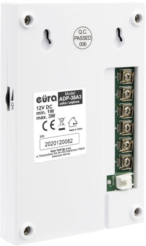 Domofon EURA ADP-38A3 ENTRA bialy Domofon EURA ADP-38A3 ENTRA bialy