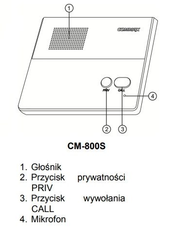 Interkom głośnomówiący COMMAX podrzędny CM-800S do CM-810 Interkom głośnomówiący COMMAX podrzędny CM-800S do CM-810